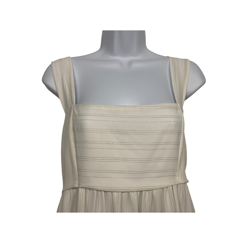 Lucy in the Sky Women's size XL White Striped Babydoll Ruffle Dress Tie Back - Picture 2 of 8